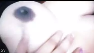 Indian Girlfriend enjoying her own boobs